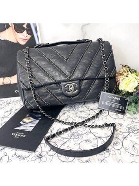 Chanel Double Flap 2-Way Chevron Bag